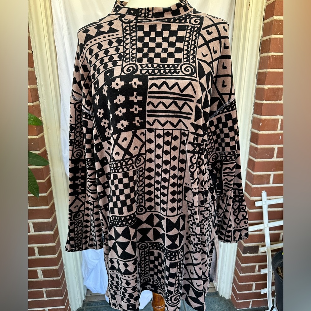 VINTAGE 90s Marimekko Velour Tunic Sz L
